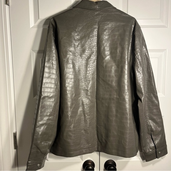 NEW ASOS DESIGN Harrington Faux Leather Jacket Men’s Size Extra Large Gray - Picture 7 of 7